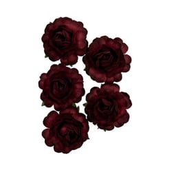 Assortiment de 5 roses + tige en papier de murier décoration scrapbooking POURPRE 507