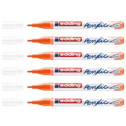 Lot de 6 marqueurs peinture acrylique pointe fine 1-2 mm - EDDING - Orange fluorescent