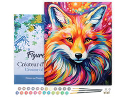 Peinture par Numéro Figured'Art avec Cadre - Renard Coloré Abstrait - Kit de Loisir Créatif DIY Numéro d'Art Complet - 40x50cm toile tendue sur châssis