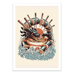 Affiche 50x70 cm - Sushi and Ramen Dragon - Ilustrata