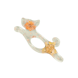 Bague de lecture en résine motif chien-fleurs séchées naturelles