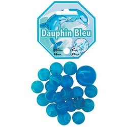 Filet de 20 billes 1.6cm + 1 calots dauphin bleu 2.5cm - jeu de recréation - nille