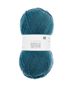 Pelote de laine à chaussettes à tricoter Superba bamboo UNI superwash - Rico Design Vert (010 - PETROLE)