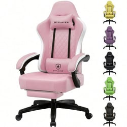 Chaise gaming ergonomique GTPLAYER Papillon brodé - PU - Rose - 55 x 51 x 130 cm