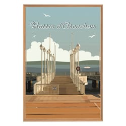 Tableau mural encadré illustration bassin d'Arcachon 65x97 cm