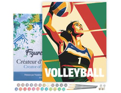 Peinture par Numéro Figured'Art avec Cadre - Affiche sportive Volley - Kit de Loisir Créatif DIY Numéro d'Art Complet - 40x50cm toile tendue sur châssis