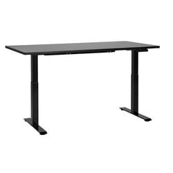 Bureau Électrique Réglable Plateau et Structure Acier Noir 160 x 72 cm Hauteur Ajustable Assis Debout Pieds Carrés Design Moderne