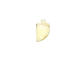 1 Pendentif Dent de requin 20*10.5mm pierre facettée Jade jaune clair -  attache plaqué or