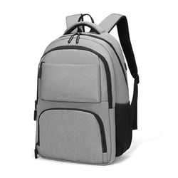 Sac À Dos Ordinateur Multifonctionnel Imperméable Avec Coussin Respirant Gris YONIS
