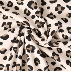 Tissu Sweat envers molletonné Savannah imprimé léopard sur fond Beige - Au mètre