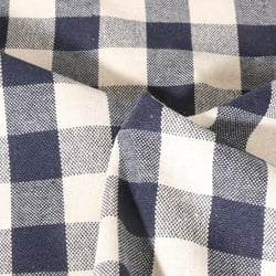 Tissu Coton d'ameublement Celestin Carreaux Bleu indigo
