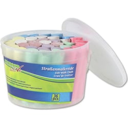 Seau de 36 craies de trottoir couleurs assorties - jouet créatif - jeu plein air
