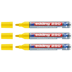 Lot de 3 marqueurs pour tableaux blancs - EDDING 250 - Jaune - Pointe 1,5-3 mm