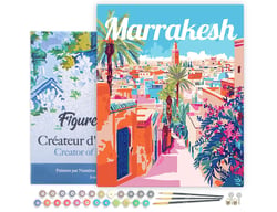 Peinture par Numéro Figured'Art avec Cadre - Affiche de voyage Marrakech - Kit de Loisir Créatif DIY Numéro d'Art Complet - 40x50cm toile tendue sur châssis
