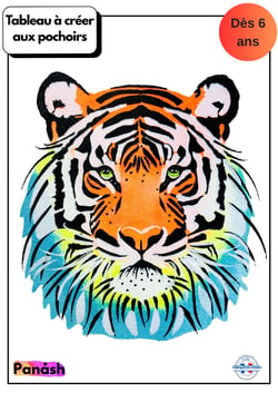 Peinture aux pochoirs Panash débutant enfants et adultes - Tigre en 3 pochoirs