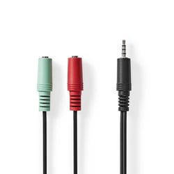 Nedis Câble répartiteur audio jack spilt stéréo 20 cm 2 connecteurs de sortie Noir