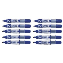 Lot de 10 Marqueurs Rechargeable VBOARD MASTER Begreen Pointe Conique Fine Bleu PILOT