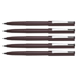 Lot de 5 stylos feutres - PENTEL - Plume plastique - Tracé 0,45-0,55 mm - Noir