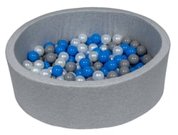 Piscine à balles Aire de jeu + 150 balles perle, bleu, gris - Velinda