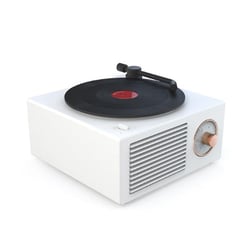 Enceinte Bluetooth Rétro Vinyle Basses Profondes Design Pivotant Haut-Parleur Stéréo Multifonction Blanc YONIS
