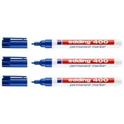 Lot de 3 marqueurs permanents pointe ronde 1 mm - EDDING - Bleu - 400