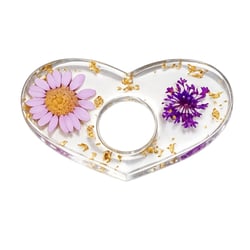 Bague de lecture en résine forme cœur-douceur florale violette