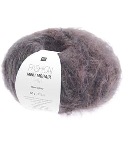 Pelote de laine et mohair FASHION MERI MOHAIR PRINT - Douceur luxueuse, effet rayé & finition vaporeuse - Rico Design 07 Violet Fumé