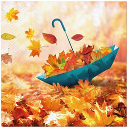 Lot de 4 serviettes en papier découpage collage 33 cm NATURE FEUILLE AUTOMNE PARAPLUIE N 230