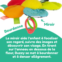 Peluche Buzzy l’abeille à clip pour landau et poussette