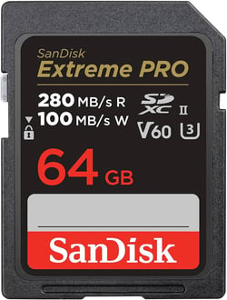 Carte mémoire SD SANDISK Extreme Pro - SDSDXEP-064G-GN4IN - Noire - 64 Go