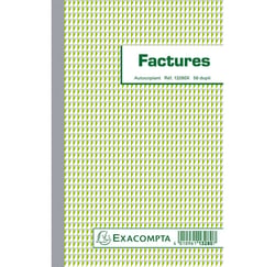 Manifold Factures 21x13,5cm 50 feuillets double autocopiant Texte en Français - Blanc - x 10 - Exacompta