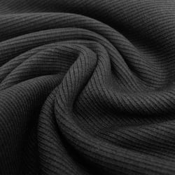 Tissu Bord côte uni Noir