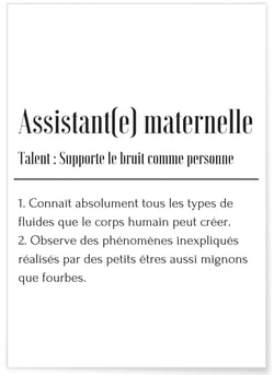 Affiche Définition Assistant(e) maternelle | A3 : 29,7x42cm