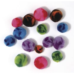 Pompons Candy, 100 pces, coul.+tailles assorties