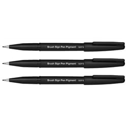 Lot de 3 feutres pinceaux pointe souple PENTEL Sign Pen SESP15-AX - Encre noire