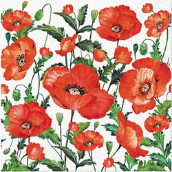 Lot de 4 serviettes en papier découpage collage 33 cm FLEUR COQUELICOT F 4013