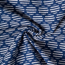 Tissu Jacquard Polycoton Pois rayés blancs sur fond Bleu