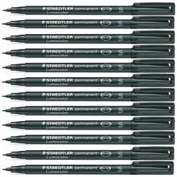 Lot de 12 marqueurs permanents - STAEDTLER - Lumocolor 313S - Pointe fine 0,4 mm - Noir