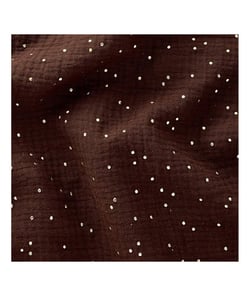 TISSU GLIT DOUBLE GAZE PAILLETE OR de 140 cm de largeur PIMIZCACAO vendu par 50 cm