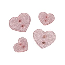 Bouton coeur pailleté rose layette