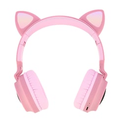 Avizar Casque Audio Bluetooth Design Oreilles Chat Animation lumineuse 12h Rose