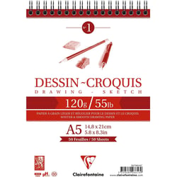 Bloc Dessin Croquis Spirale A5 - 120g - 50 feuilles - Clairefontaine