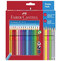 Set de 26 crayons de couleur Faber-Castell Grip - 18 couleurs standards - 4 néon - 2 Grip