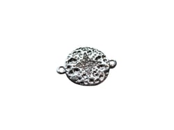 Connecteur rond martelé étoile en zircon cristal - 16*12mm - argenté