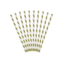 10 Pailles Papier Rayées Gold