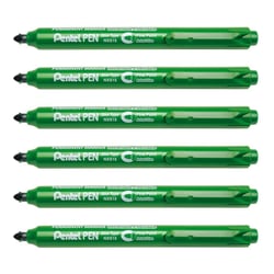 Lot de 6 marqueurs permanents rétractables - PENTEL - Pointe conique moyenne - Vert