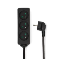 Nedis Rallonge Multiprise 3 Voies 3680W 16A Contacts Latéraux 1.5m Type E France Noir