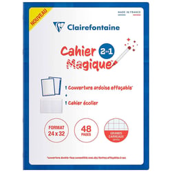 Cahier - 24x32(cm) - Grands carreaux - 48 pages - couverture en carton - sans spirale - Clairefontaine