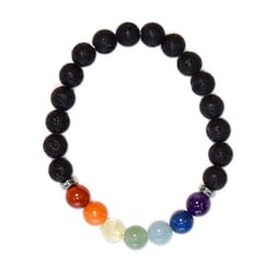 Bracelet 7 Chakras Pierre de lave Perles rondes 8 mm - Omsaé