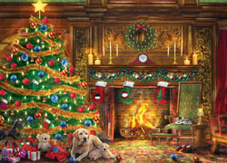 Puzzle 1000 pièces - Dominic Davison - Labradors Festifs - Christmas Time - Eurographics